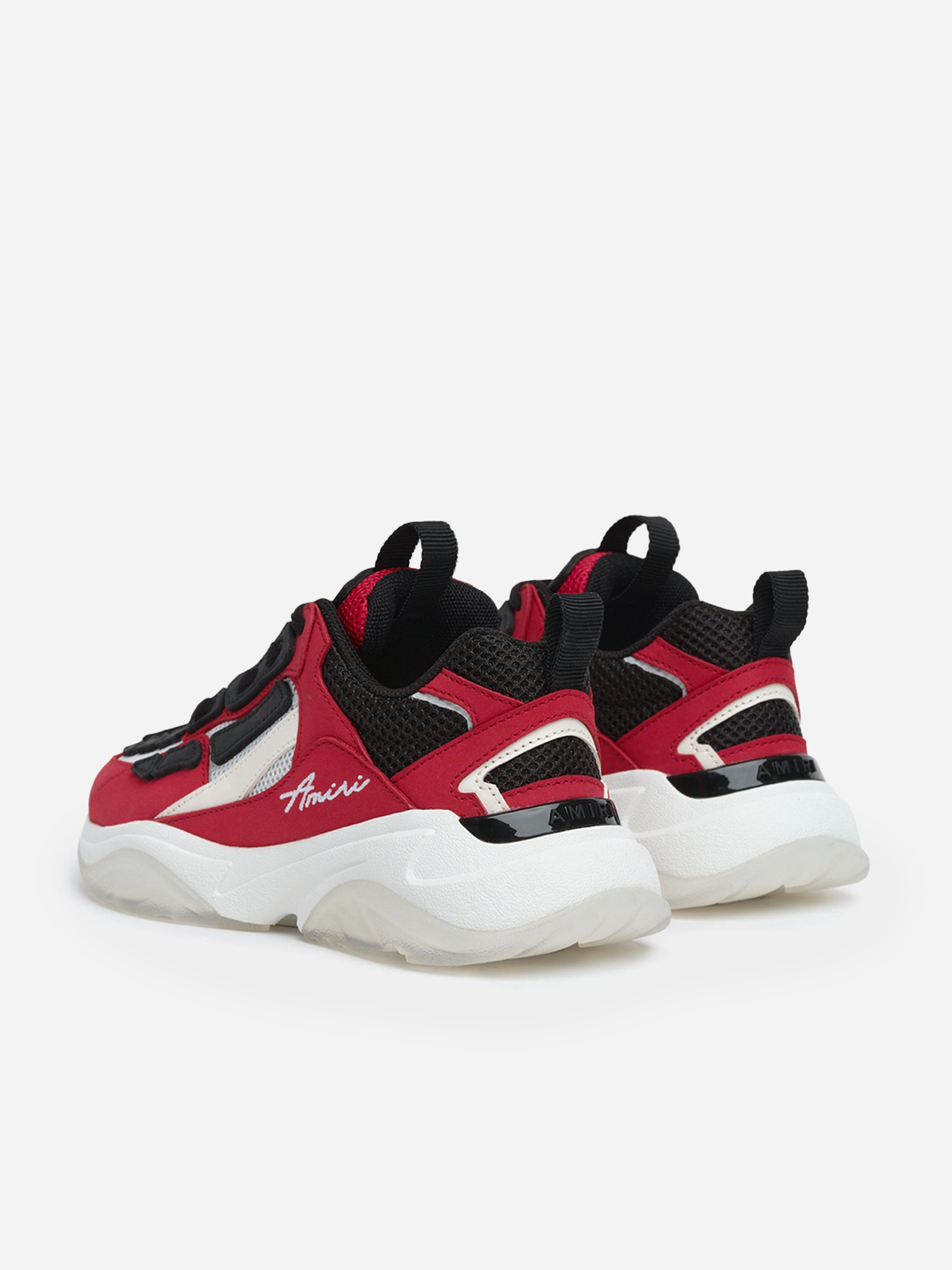 Amiri Kids Leather Bone Runner Trainers in Red Roll Handle Strap