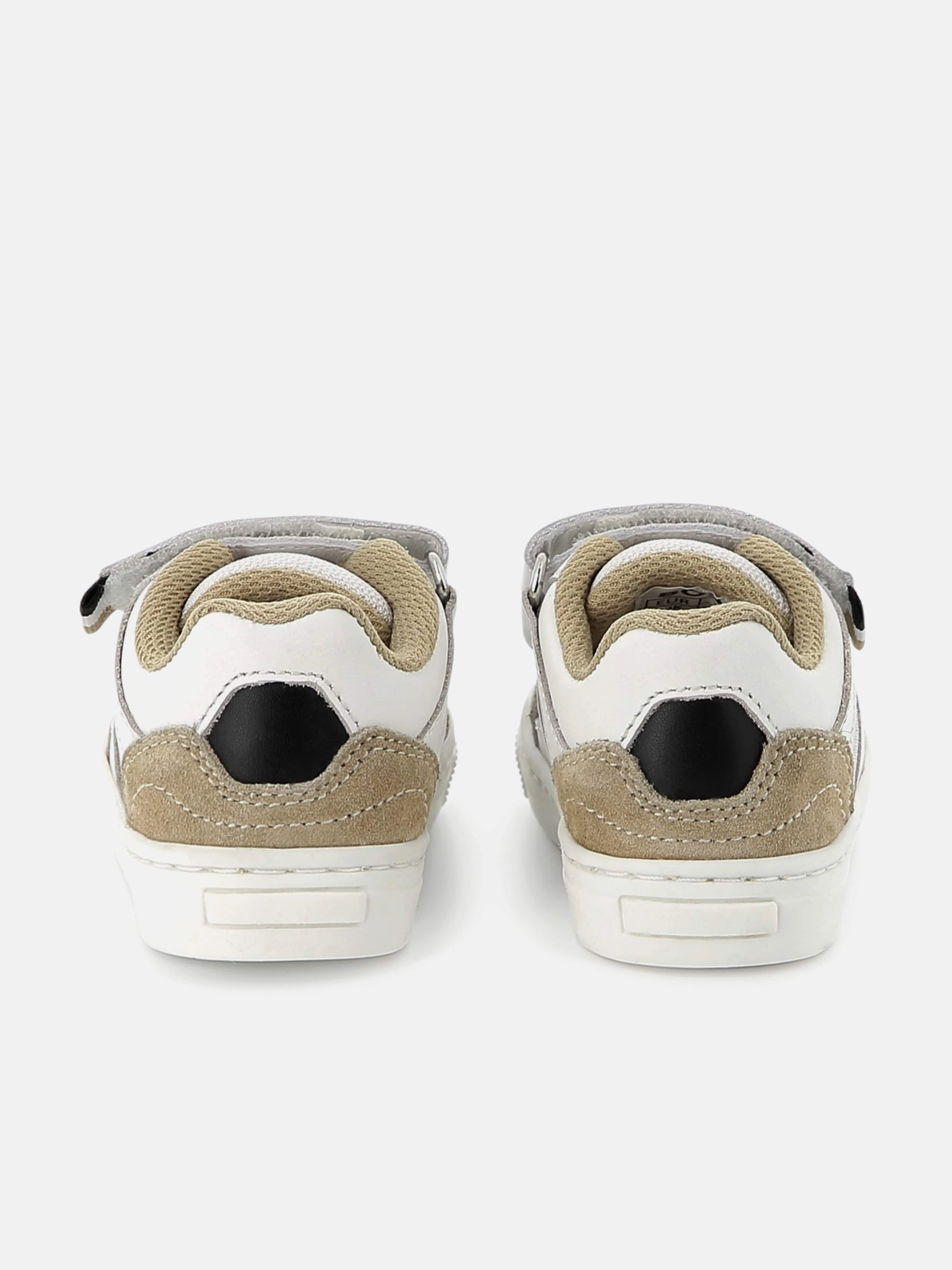 BOSS Boys Leather and Mesh Logo Trainers in White Faux Leather, Minimalist