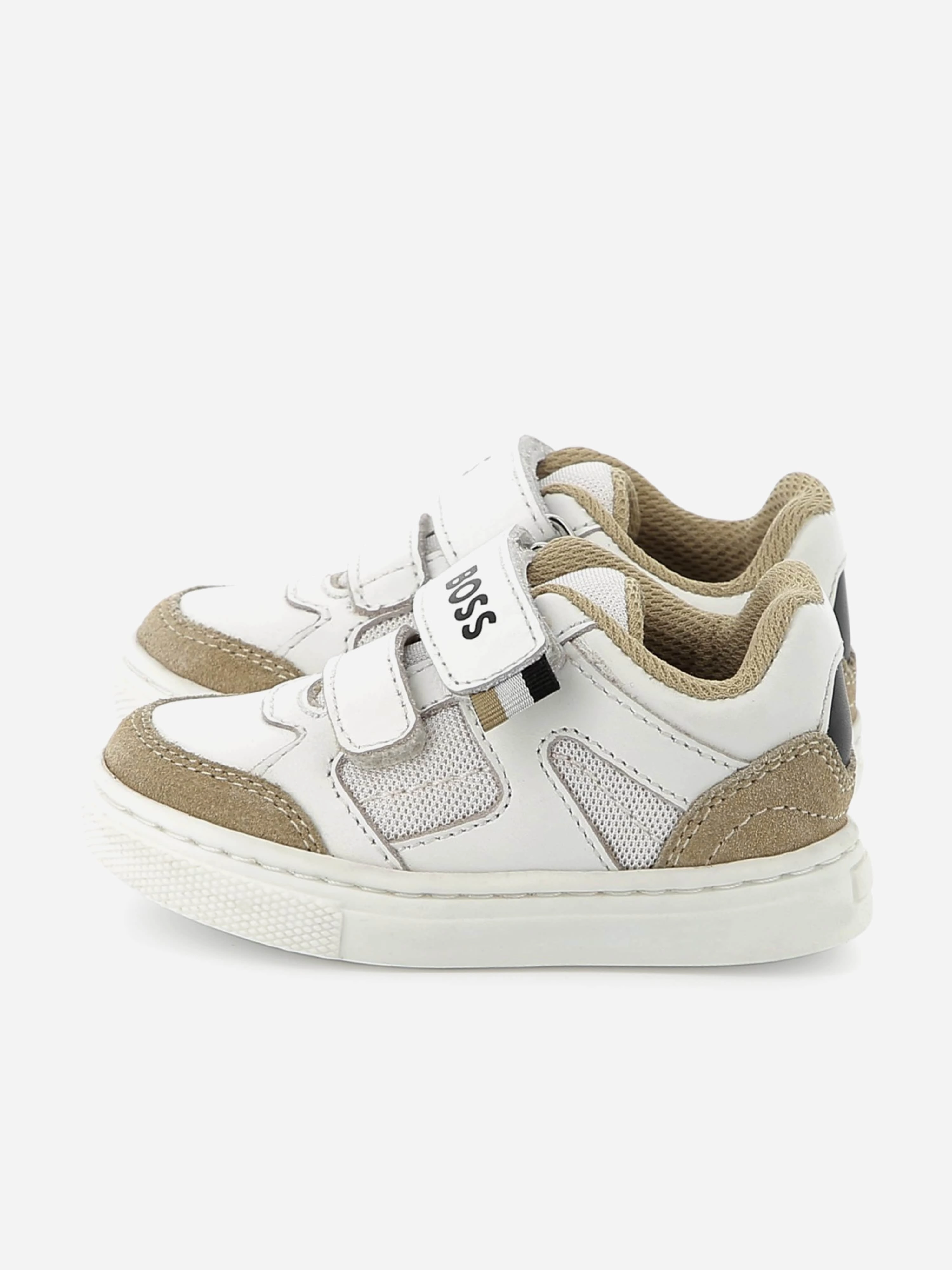 Your Daily Essential Workshop discount BOSS Boys Leather and Mesh Logo Trainers in White High-performance discount Perfect For Gifting