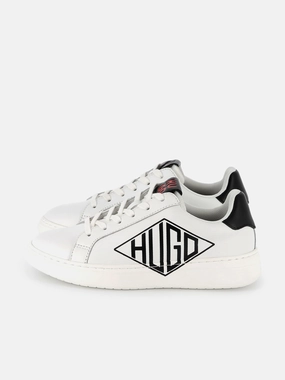 All-Day Comfort Worry-Free After-Sale Boys Leather Logo Trainers in White Easy to Operate
