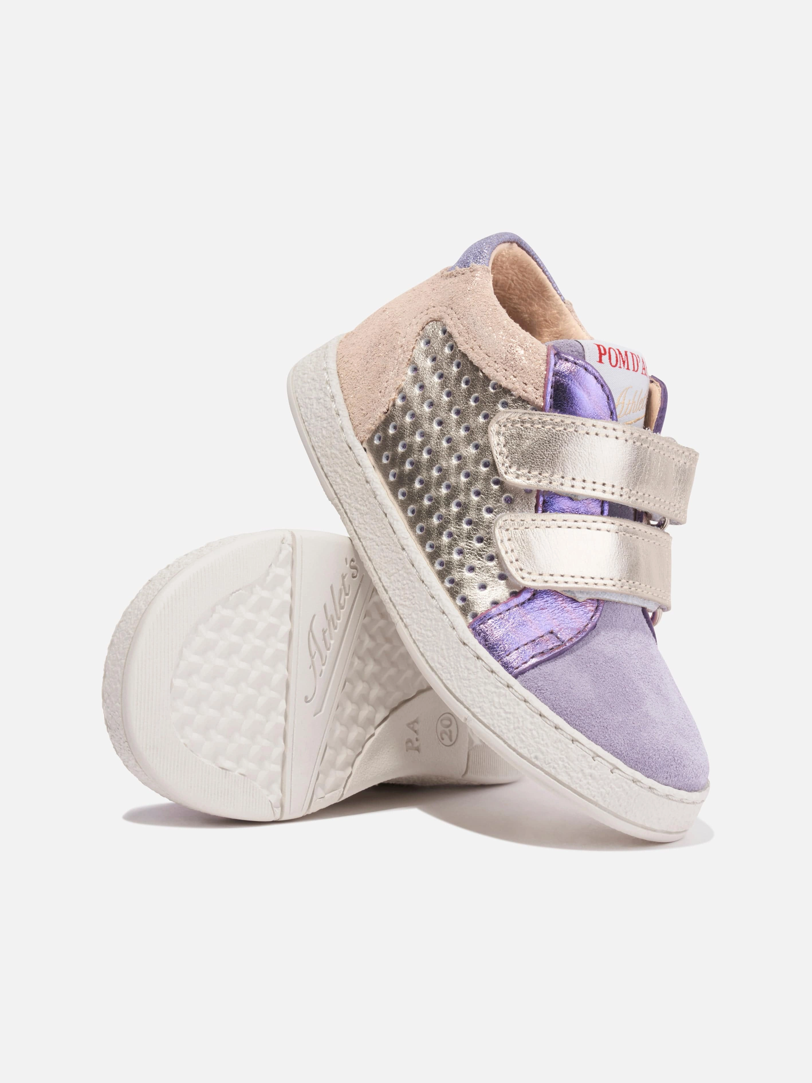 Flexible Design Pom D'Api Girls Leather Mousse Easy Trainers in Multicolour