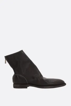 zipped ankle boots in grainy leather
