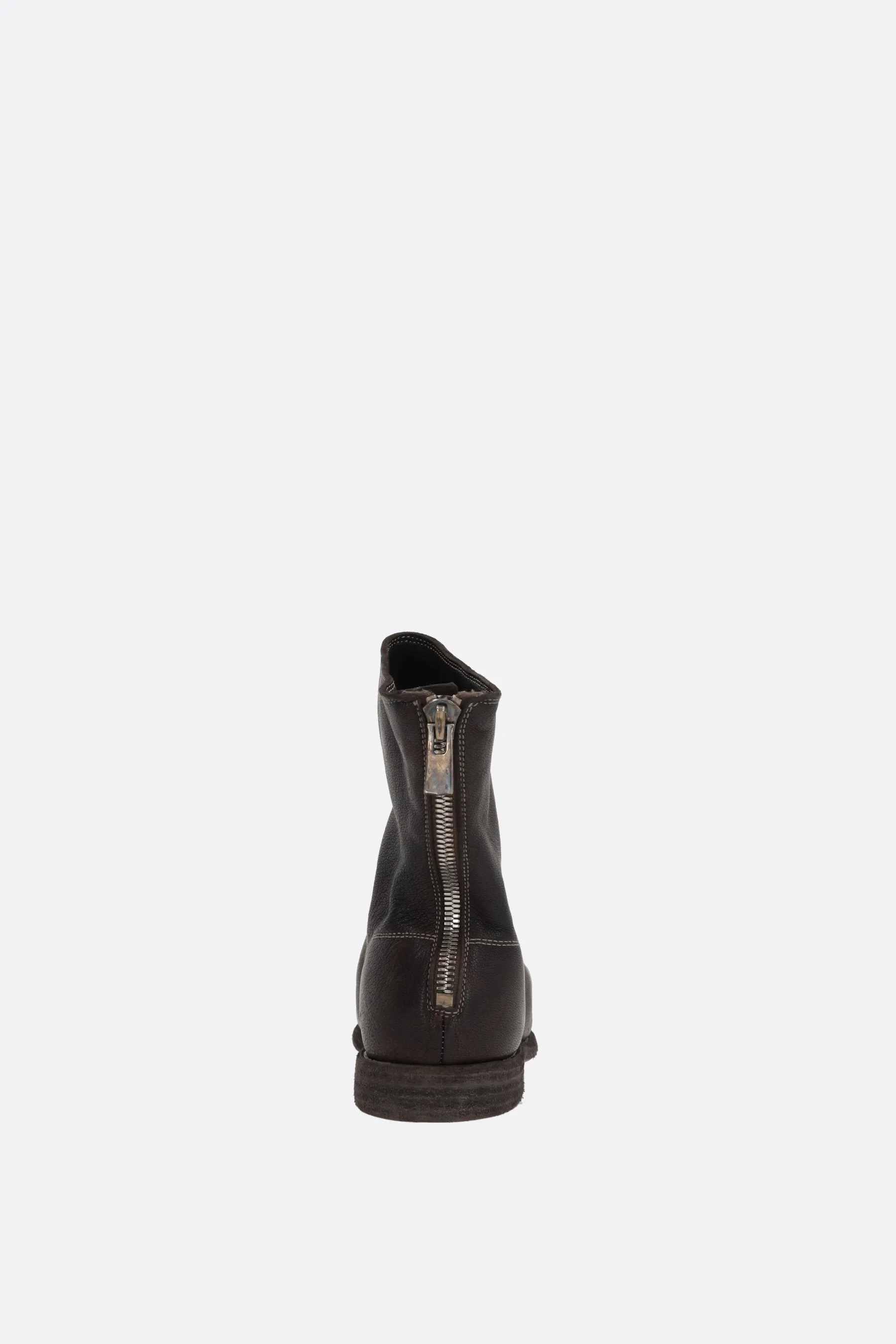 zipped ankle boots in grainy leather