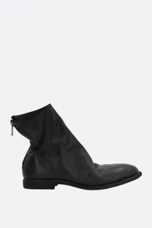 zipped ankle boots in grainy leather