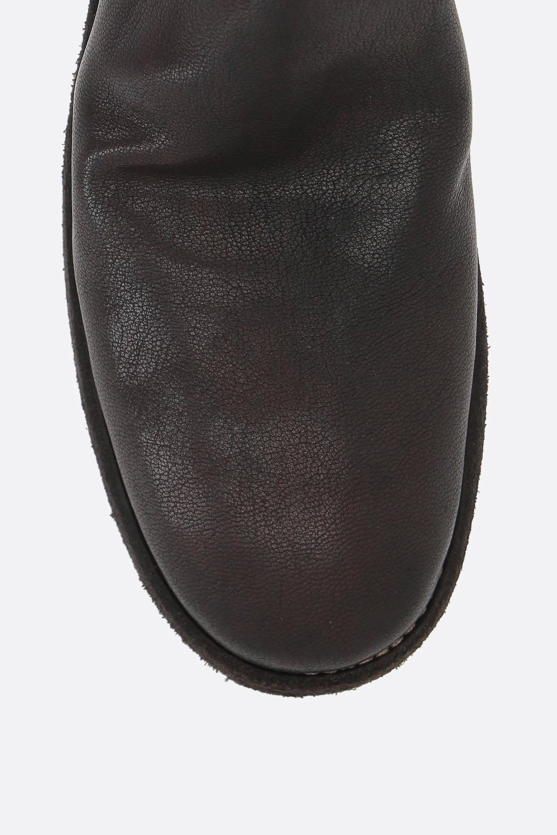 zipped ankle boots in grainy leather